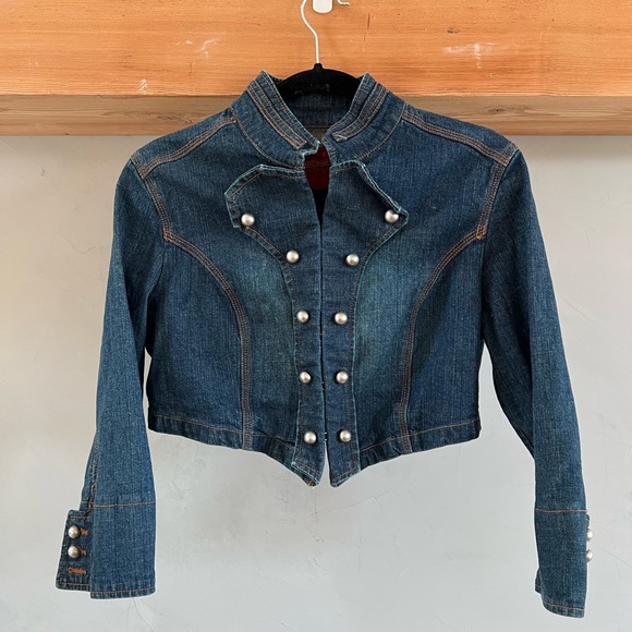 Paris Blues Jackets & Blazers - Amazing VINTAGE Cropped Military Style Jean Jacket
